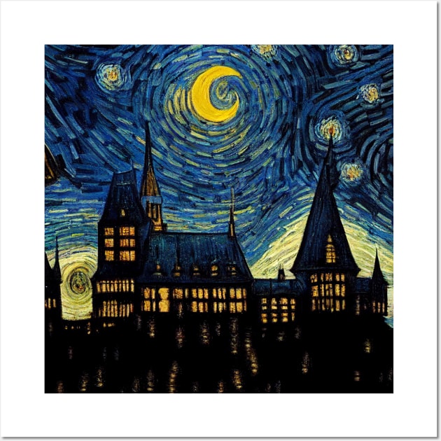 Starry Night Wizarding School Van Gogh Wall Art by Grassroots Green